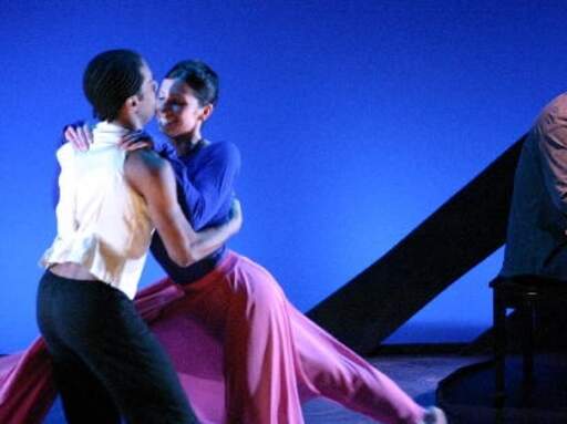 Immanuel Naylor &amp; Jennifer Huffmann dance while Randall Kramer plays.