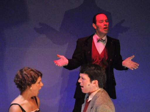 Kelly Jakiel as Sally, Steve Copps as Cliff and John Fredo as Emcee