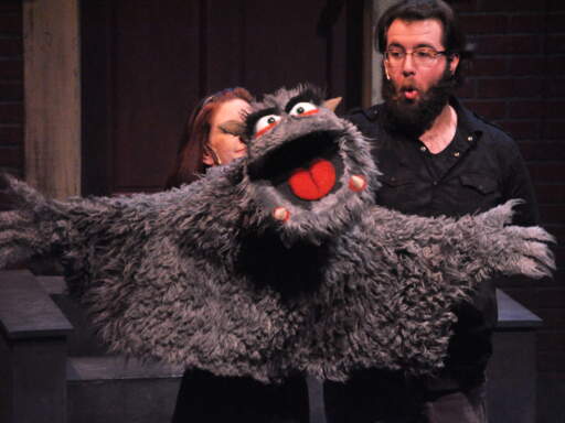 Maria Droz and Jacob Albarella with Trekkie Monster