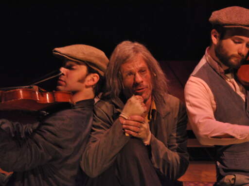 Brian Riggs as Fagin, review the situation with John N. Kaczorowski and Joe Donohue III